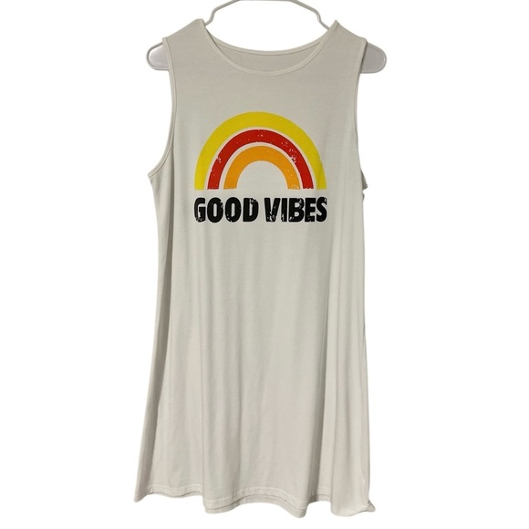 Good Vibes White Rainbow Amazon Tank Dress Size Small NWOT - Picture 8 of 11